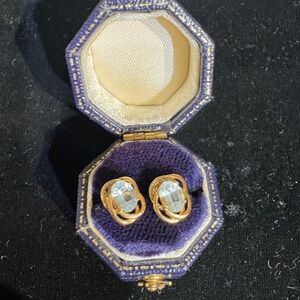 14 Kt gold and Aquamarine earrings 0.6 carats and 1.4 grams of gold